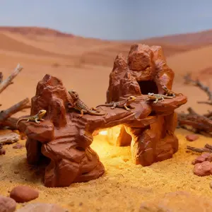 Imitation Sandstone Canyon Landscape Bridge + Cave Dual Structure Hideout, Aquatic Eco Layout Decoration for Natural Habitat