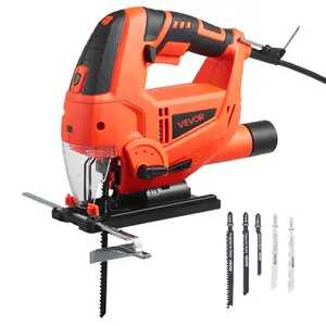 【Spotlight Day】VEVOR Jig Saw, 6.5 Amp, 3000 SPM Blade Speed, Electric Jigsaw with 6 pcs Blades, LED Light, 6 Variable Speed, 0- 45° Bevel Cuts, 4 Orbital Settings for Straight/Circle Cutting, for Wood and Metal