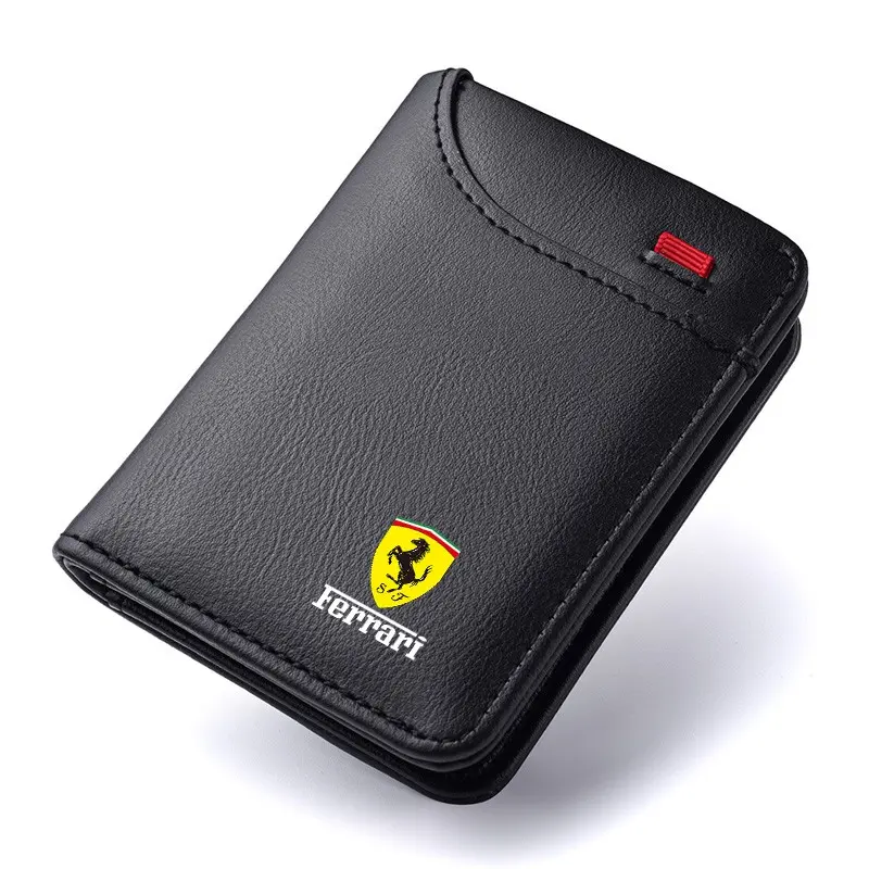 Men Leather Wallet, Coin ID Cash Credit Card Holder Purse, Fits Ferrari Models 308 Gt4 328 Gtb Gts F355 360 Modena F430 458 Italia 488 Gtb F8 Tributo