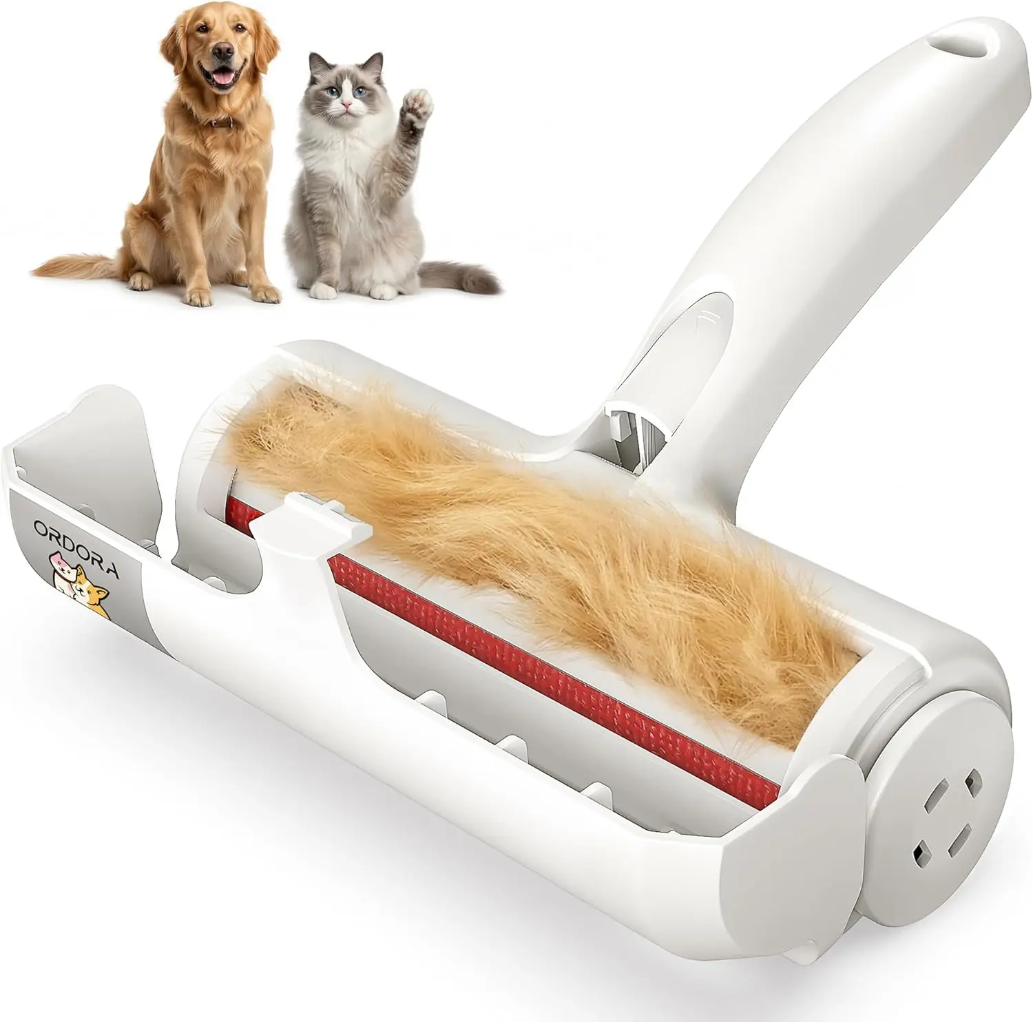 Reusable Pet Hair Remover Roller - Portable Lint Roller for Dogs & Cats with Large Fur Bin, Perfect for Couches, Bedding, Cars, Rugs & Furniture - No Refills or Batteries Needed, Ideal for Pet Owners ORDORA