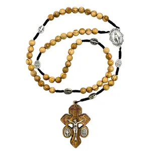 Rosary /Pardon Crucifix with Miraculous Medals/Saint Benedict and Olive Wood Beads
