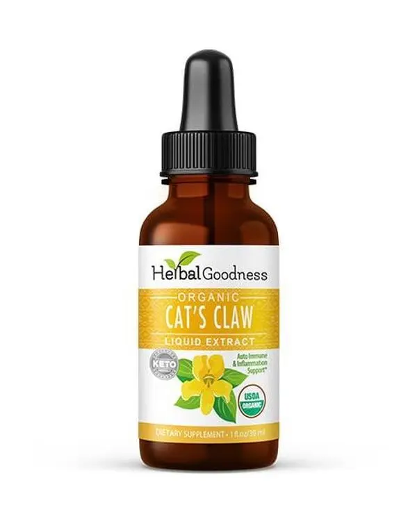 Organic Vegan Cat's Claw Liquid Extract - GMO-Free Herbal Goodness Supplement for Adults, 1 tbsp. (15ml) Servings, Joint & Bone Support, Immunity Boost, Digestive Health, Kosher Vegan