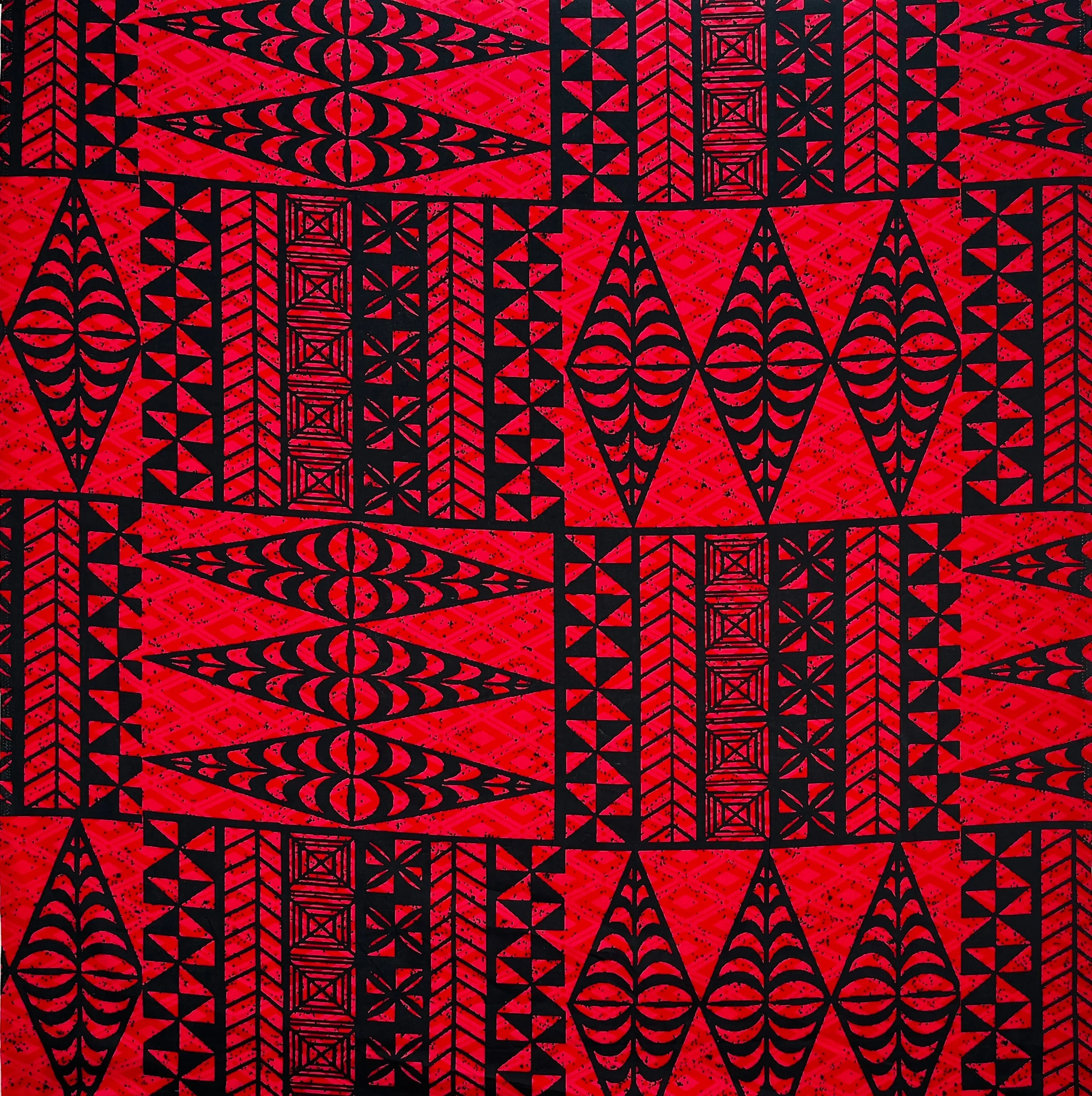 Traditional Batik Cotton Fabric with Tongan Geometric Motifs - 1 Size (30in x 45in) for Sewing, Dressmaking, Home Decor, Tongan Motifs, One Size (30In X 45In)