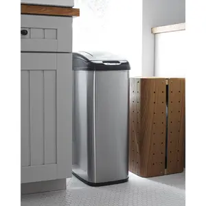 Slim Touch-Free Motion Sensor Trash Can Stainless Steel For Kitchen Office | 13 Gallon