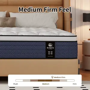 Mattress 8 inch Twin Full Queen King Hybrid in a Box Medium Firm Support Soft Touch European Suit White Blue Tones Comfortable Sleep Bedroom Furniture Elegant Bedding Stylish Timeless Style Queen Size Reduce Motion - Independent Coils