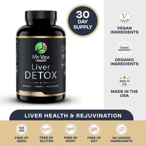 My Vida Origins Liver Detox with Organic Milk Thistle Organic Dandelion Extract and Choline with NAC – Liver Detox 120 capsules 30 Day Supply