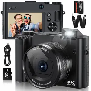 4K Digital Camera, HD Camera, 64MP Rear and Front Camera for Photography and Video Autofocus Anti-Shake, 3'' Selfie Flip Vlogging Camera with Ultra Bright Flash, Camera with Dial 16X Zoom