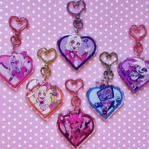 6 Ops (NOT COMBO 6) Hazbin Hotel Heart Acrylic Keychains