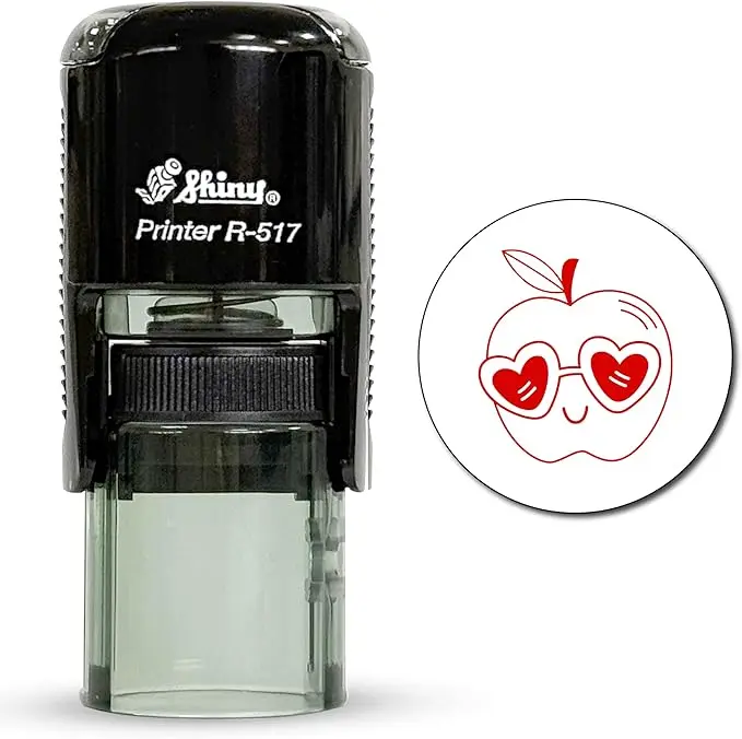 Cool heart eyes round teacher stamp 11/16"