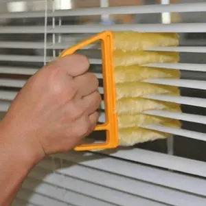 1Pc portable uncharged plastic ultrafine fiber window cleaning brush air conditioner dust collector cleaner with washable screen blade cleaning cloth and window, air conditioner, screen handle Window Cleaning Tool