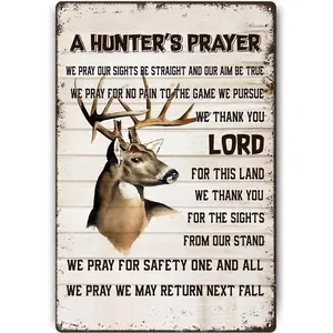 Znzd A Hunter's Prayer Deer Wall Vintage Metal Signs Inspirational Quotes Farmhouse Vintage Hunting Themed 8x12 Inch Decor for Home Bedroom Living Room Bar Club,Gifts For Hunters