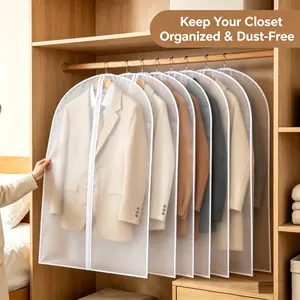 6pcs Set Half-Transparent Garment Dust Covers, Wrinkle-Free Suit Bags for Home Use, Household Dust Cover, Durable and Washable Clothing Protectors，Dimensional Dust Bags For Hanging Clothes, Protective Covers For Garments, Dust-Proof Suit Bags