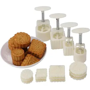 Mid-Autumn Festival Hand-Pressure Moon Cake Mould With 12 Pcs Pattern Modes For 4 Sets