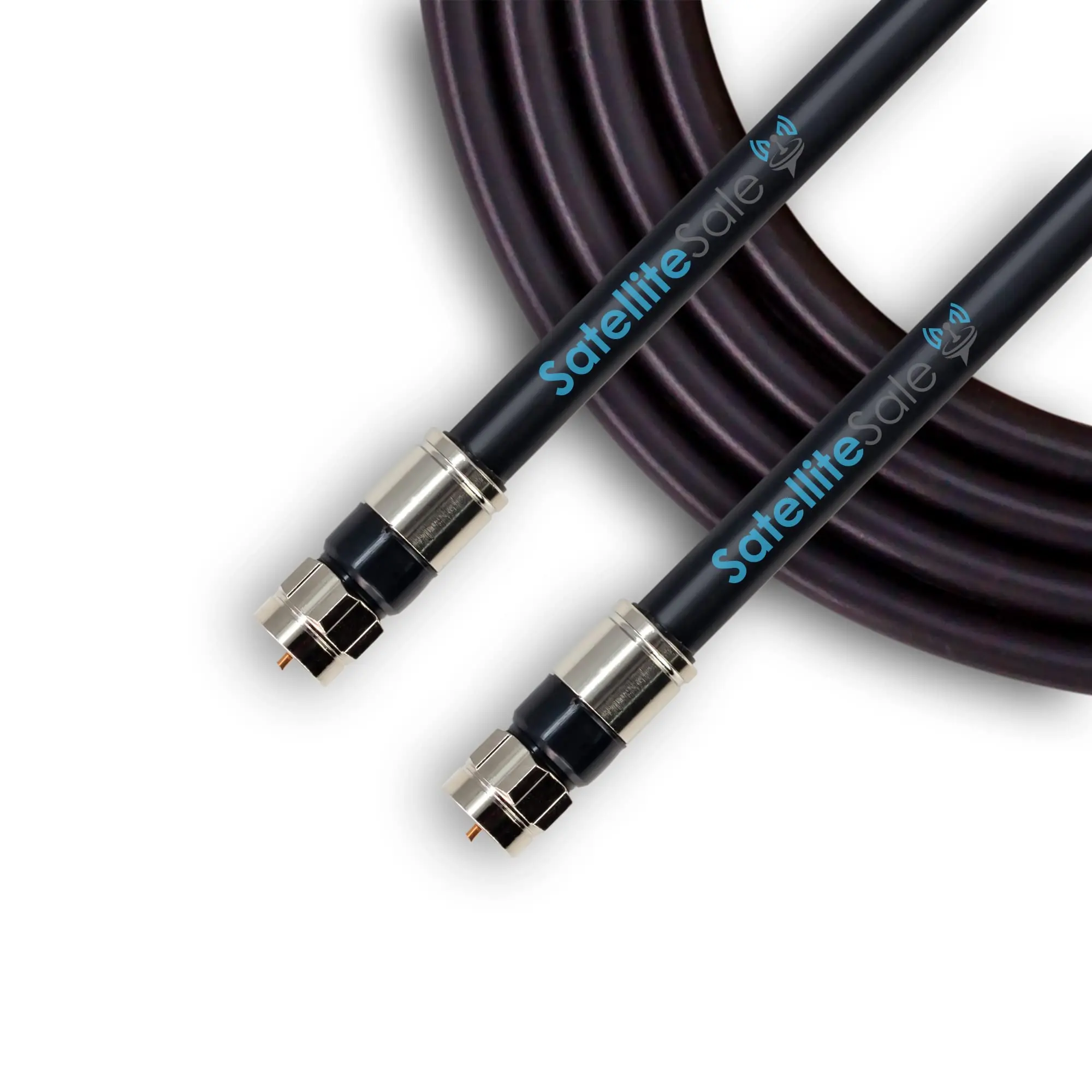 SatelliteSale Digital 75Ohm RG-6/U Coaxial Cable with F-Type Connector Indoor/Outdoor Universal Wire Black Cord 200 feet