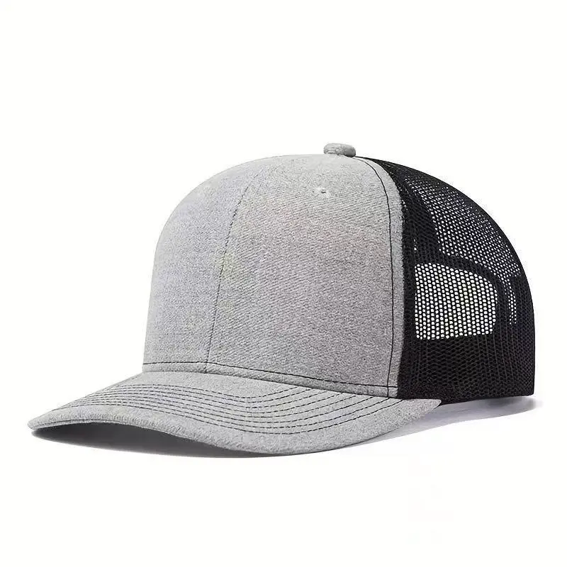 Slightly curved brim trucker hat, adjustable men's outdoor sunshade mesh hat for hiking and fishing, Richardson 112 trucker hat Solid Color Sport Sunscreen