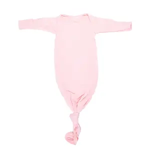 Three Little Tots Heavenly Pink Knotted Newborn Baby Gown Sleeper - Perfect for Baby's First Night Sleep