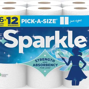 Sparkle Pick-A-Size Paper Towels, 6 Double Rolls (660 Sheets Total) - Strong 2-Ply Towels for Kitchen Cleanup and Everyday Messes-pick to size paper towels