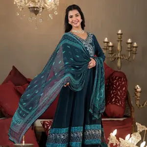 Anarkali Suit - Women's Wear with Embroidery and Lace Details - Womenswear