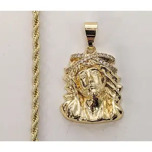 Plated Jesus 3mm Rope/Braided Chain Necklace