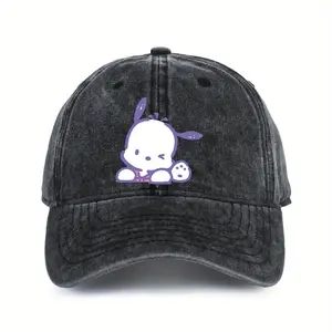 Unisex Pochacco Baseball Cap - Adjustable Cotton Sports Cap, Kawaii Dog Print, Breathable Sun Protection for Outdoor Activities, with Purple Embellishments, Adjustable Headwear |     Kawaii fashion Hat |     Comfortable Fit Hat