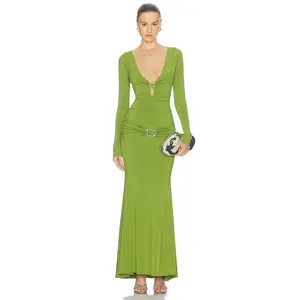 GUIZIO Liora Long Sleeve Dress in Gem Green
