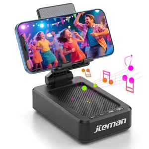 Jteman Wireless Bluetooth Speaker with Heavy Bass Foldable Phone Stand Portable Desktop Speaker for Tablets iPhones Androids Home Leisure Parties Outdoor Travel Bluetooth 5.0 USB-C Port - Smartphone Video Karaoke bluetooth speakers