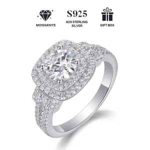 S925 Silver Ring with Moissanite Diamond Inlay