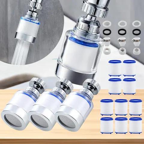 [Hand Tools Kits] Pack of 3 Sink Filter Water Faucet Set,Universal 360° Rotating Bathroom Sink Filter,Removes Chlorine Fluoride Heavy Metals Hard Water for Home Kitchen & Bathroom