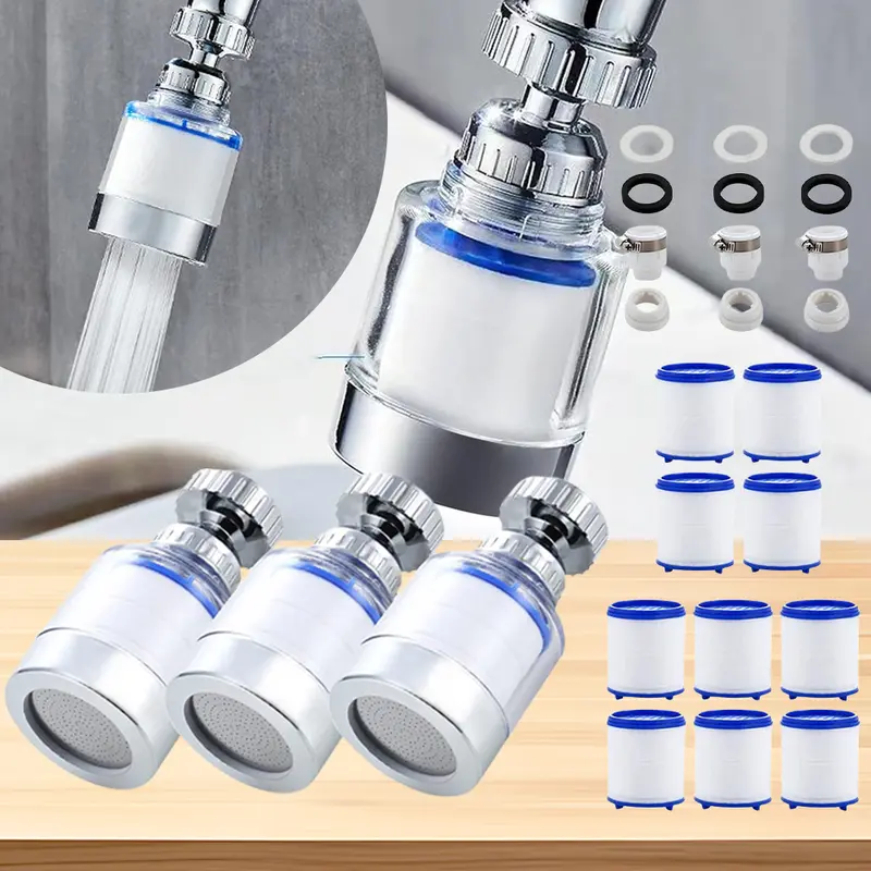 [Hand Tools Kits] Pack of 3 Sink Filter Water Faucet Set,Universal 360° Rotating Bathroom Sink Filter,Removes Chlorine Fluoride Heavy Metals Hard Water for Home Kitchen & Bathroom