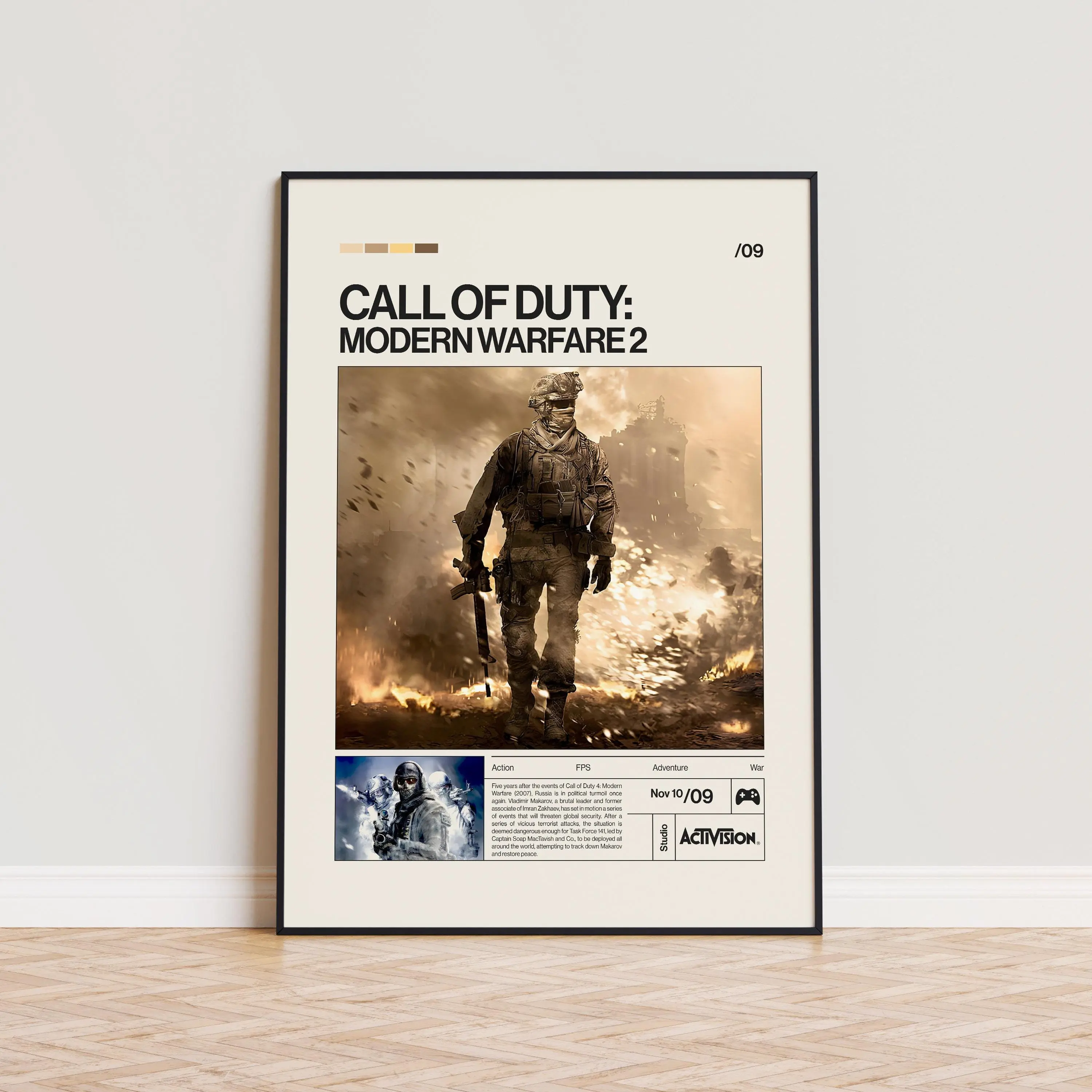 ROMULO Call Of Duty Modern Warfare 2 Poster, Video Game Poster, Minimalist Game Print, Gaming Room Poster, Gamer Gift