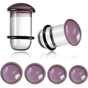 Unique 0.5mm Increments 14G-00g Comfy Pain-free Single Flare Glass Dead Stretching Plugs Hypoallergenic Body Piercing Tapers Pierced Ear Lobe Stretching Kits