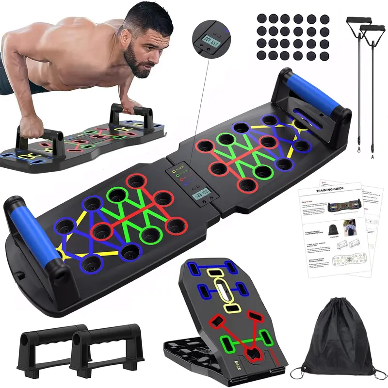 Solid Push Up Board Home Workout Equipment Multi-Functional Pushup Stands System Fitness Floor Chest Muscle Exercise Professional Equipment Burn Fat Strength Training Arm Men & Women Weights,body training machine training equipment