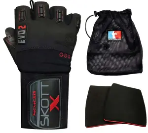 Skott Nemesis X Weightlifting Gloves Gym Gloves with Extended Wrist Wrap Support, Durable Grip and Breathable Design for Training, Fitness & Bodybuilding Unisex