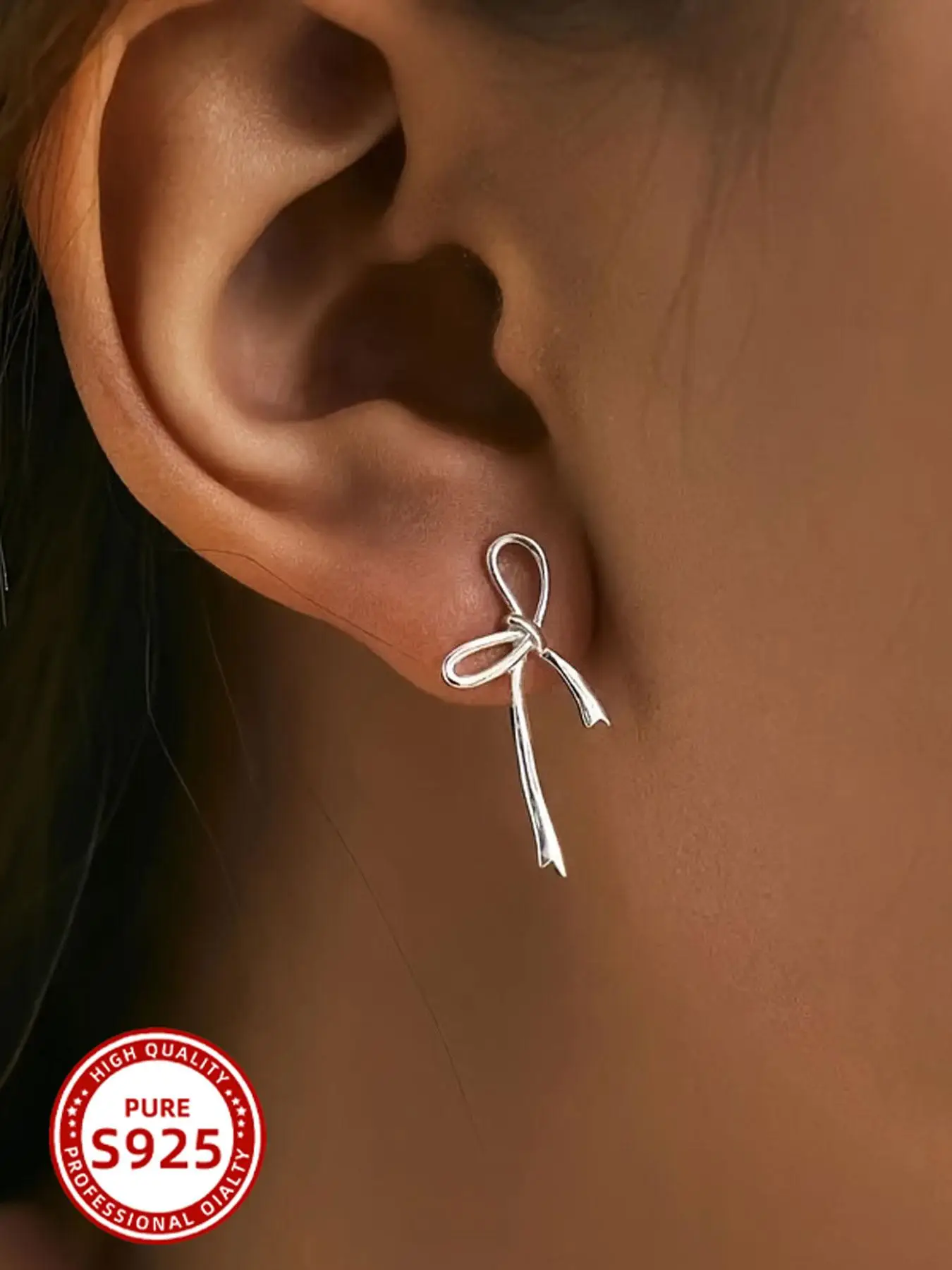 S925 Sterling Silver Bow Decor Stud Earrings, Fashion Jewelry for Women & Girls for Party, Daily Decor, Trendy All-match & Exquisite Jewelry for Birth