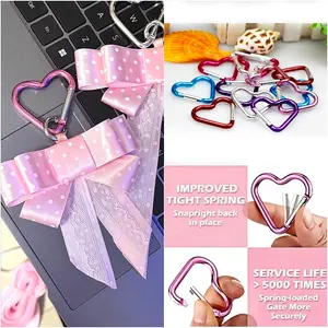 Heart-shaped Carabiner Keychain Clip Outdoor Keyring Hook Water Bottle Hanging Buckle Travel Kit Accessories for Camping Hiking