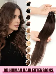 8d Micro Link Hair Extensions Human Hair Micro Bead Hair Extensions Straight Human Hair Ash Blonde Highlighted Bleach Blonde 50 Strands Nano Ring Invisible Mini Silicon Beads Microlink Hair Extensions