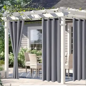 Modern Style Outdoor Waterproof Sunproof Curtain, Breathable Mesh for Porch Gazebo Pergola, UV Protection Rainproof Mold Resistant