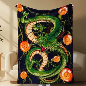 Dragon Ball Shenron flannel Blanket, Soft Flannel Fleece Anime Blanket, Dragon & Energy Ball Design, Cozy Bed Sofa Couch Blanket, Blanket Gift, Dragon Ball Theme