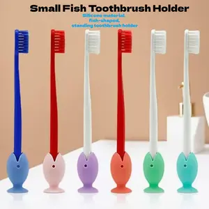 6pcs No-Drill Cute Fish-Shaped Silicone Toothbrush Holders, Portable Brush Protectors for Travel and Home Use, Ideal for All Ages
