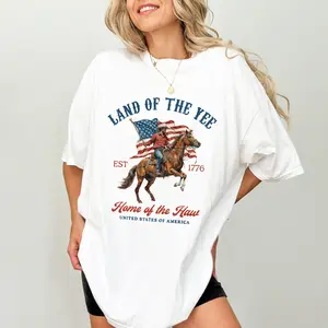 ChicCotton Land Of The Yee Home Of The Haw Comfort Colors Shirt, United States Of America T-shirt, Western 4th Of July Graphic Tee, American Flag Tee