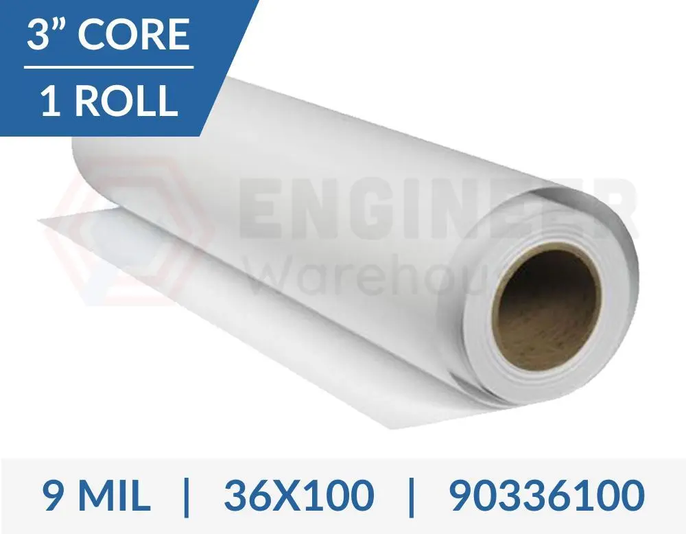 Dietzgen W/R 9 mil White Polypro W/PSA,  36" x 100',  1 Roll per Carton - 90336100