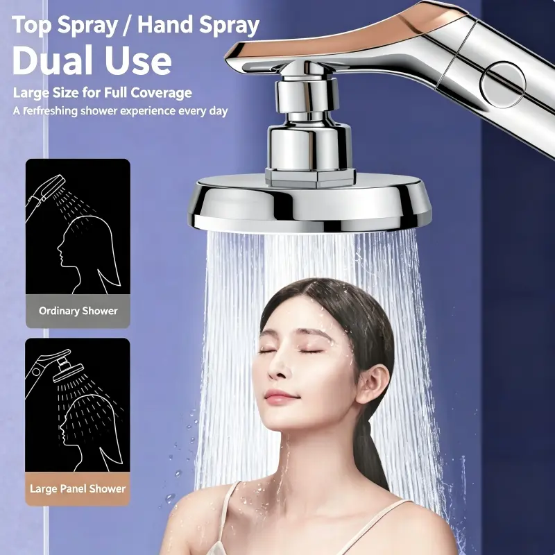 Pressurized Rain Shower Head Set – High-Pressure Handheld Shower with Booster, Home Bathroom Water Heater Compatible, Complete Shower Kit