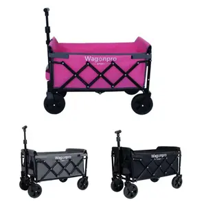 Heavy-Duty Utility Wagon Expandable Dual-Layer Cart with 360° Wheels for Sports Garden & Travel Pink Black Options Folding Trolley
