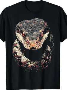 Rattlesnake Snake Graphic Art Rattlesnake T-Shirt.jpgSame style for men and women  summer short-sleeved printed T-shirt pure 220G