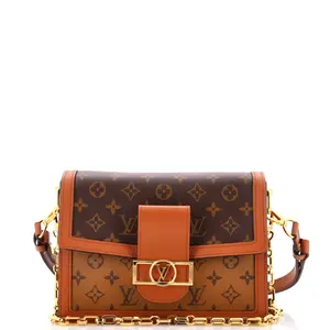Pre-owned Louis Vuitton Canvas Coated Shoulder Bags Dauphine Shoulder Bag Reverse Monogram Canvas MM by Rebag