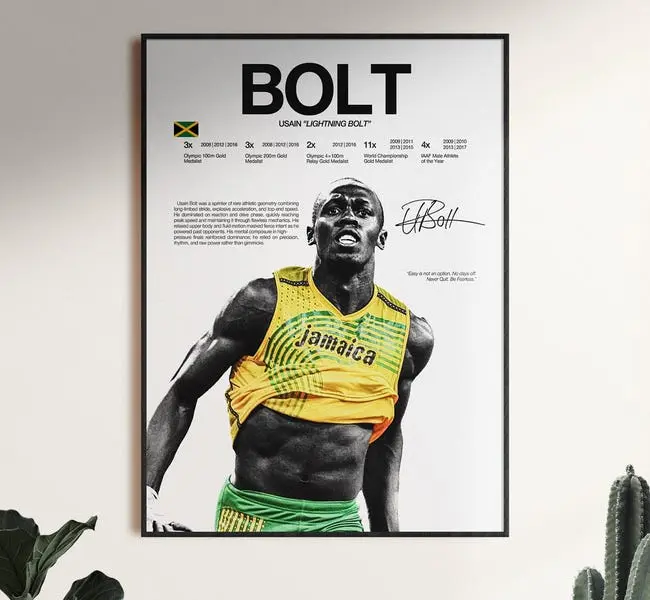Usain Bolt Poster, Sprinting Wall Art, Track and Field Print, Olympic , Athletics Room Decor, Sports Fan Gift, Runner Print - POSTER NO FRAME