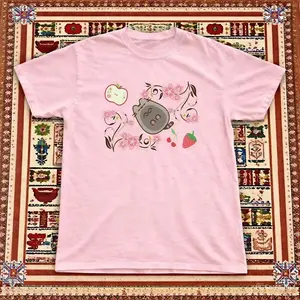 Pink Pusheen Cartoon Baby Tee – Y2K Vintage Cartoon Aesthetic Top