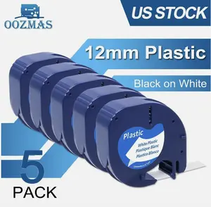 5PK Compatible Dymo LetraTag Refill 91331 Plastic White Label Tape 12mm LT-100H