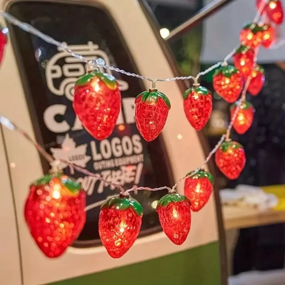 Strawberry LED String Lights 1.5M 10LED Battery Operated Fruit Lights For Holiday Party Decor
