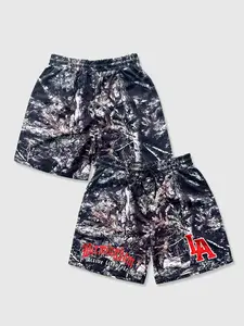 Men's Drawstring Pocket Graphic Shorts, Regular Fit Casual Comfy Breathable Shorts for Daily Wear, Men's Bottoms for All Seasons